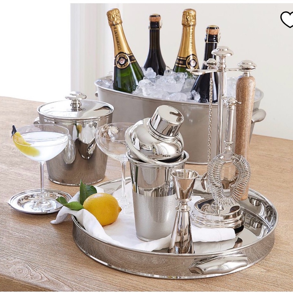 Pottery Barn Polished Silver Barware Harrison cocktail shaker